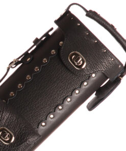 Instroke Shark Skin Leather Pool Cue Case - 2x2 Black with Silver Hardware