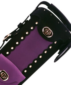 Instroke Buffalo Leather Pool Cue Case - Black/Purple - 3x5